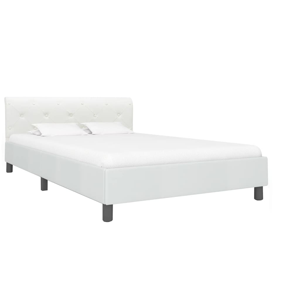 Estrutura de cama sem colchão couro sintético branco 140x200cm V8045 Vetonek