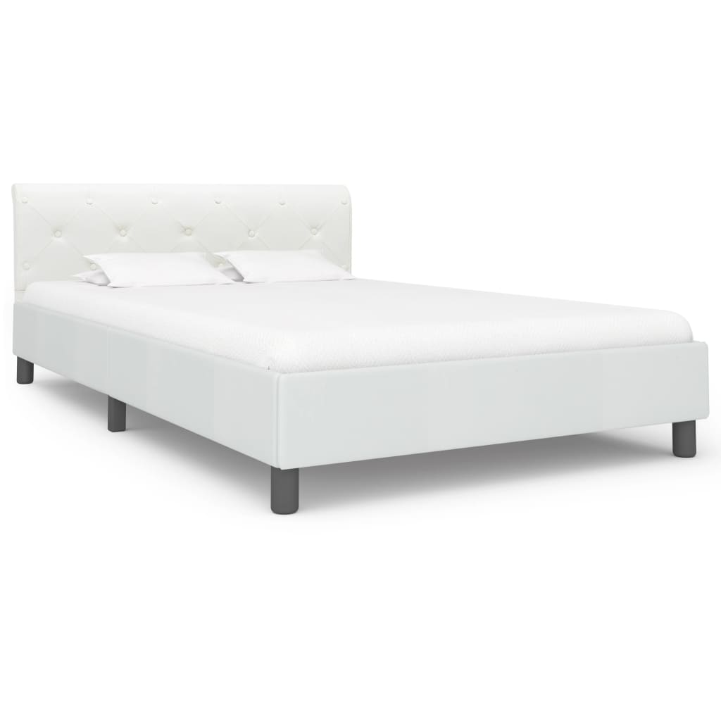 Estrutura de cama sem colchão couro sintético branco 140x200cm V8045 Vetonek