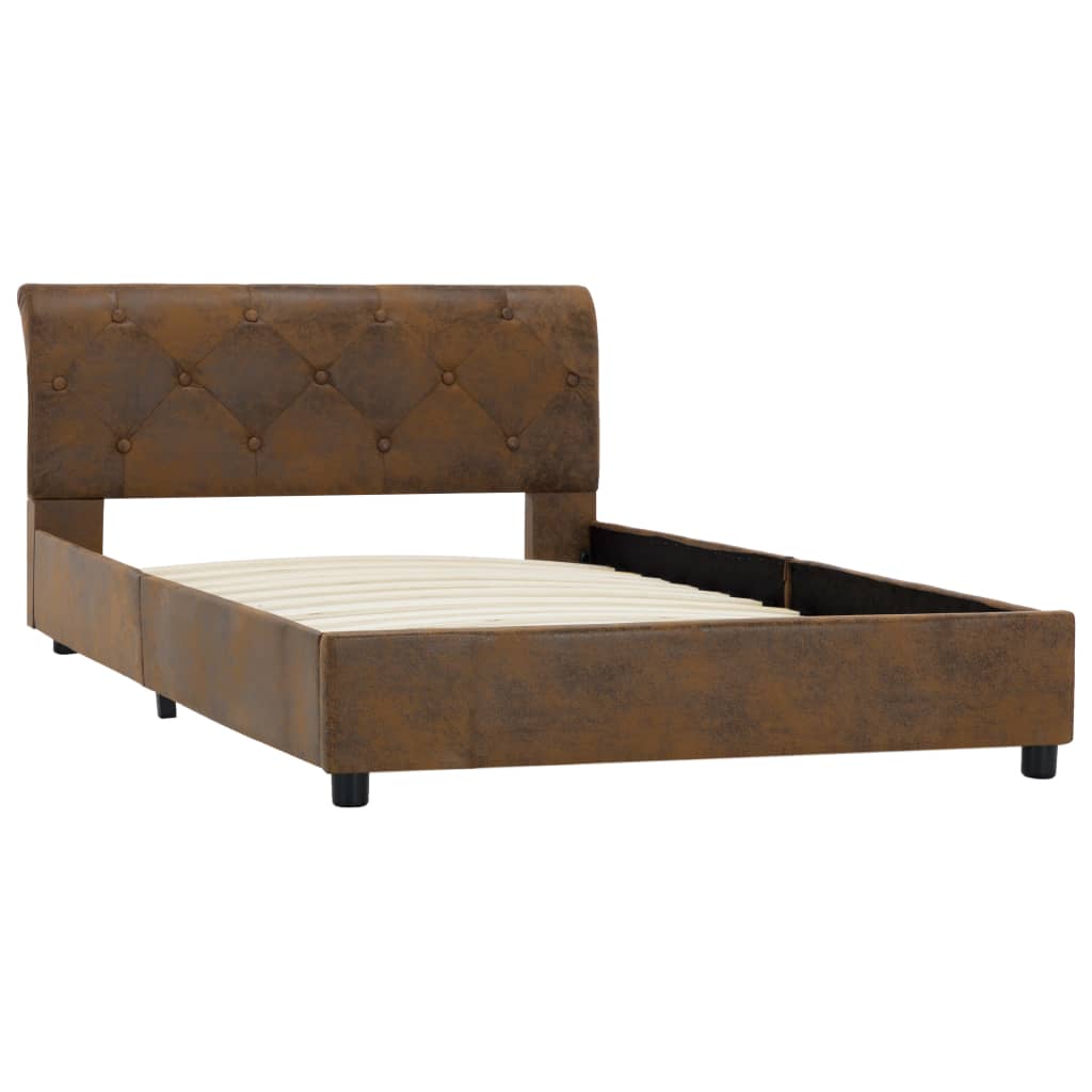 Cadre sans matelas en cuir synthétique contre marron 100x200 cm