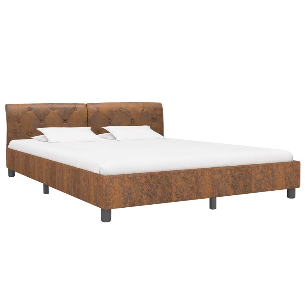 Lit de cadre sans matelas en cuir synthétique contre brun 160x200 cm