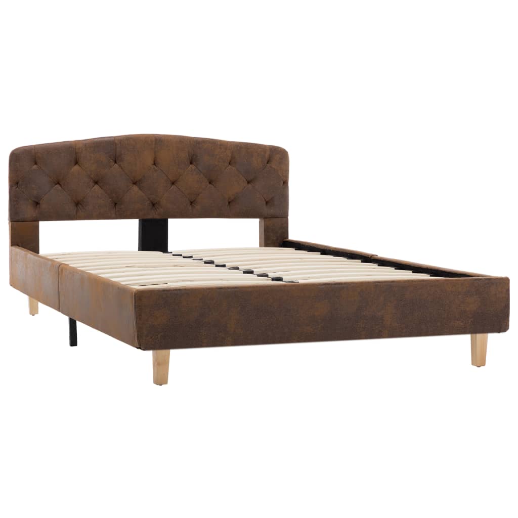 Letto a cornice senza materasso in pelle sintetica contro marrone 120x200 cm