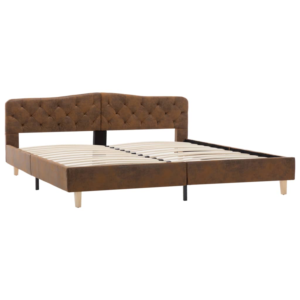 Letto a cornice senza materasso in pelle sintetica contro la marrone 180x200 cm