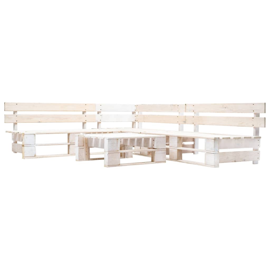 Vetonek Set de muebles de jardín de palets 4 piezas madera blanco