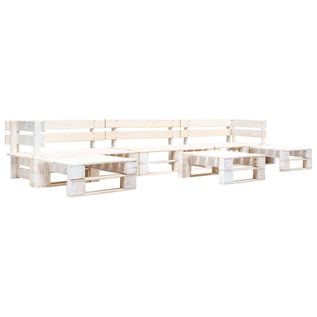 Vetonek Set de muebles de jardín de palets 6 piezas madera blanco