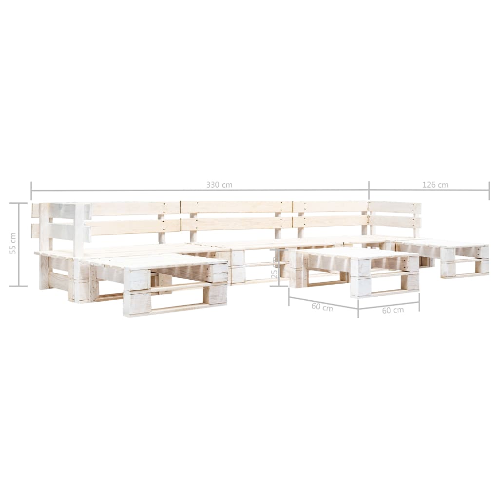 Set de muebles de jardín de palets 6 piezas madera blanco - Vetonek