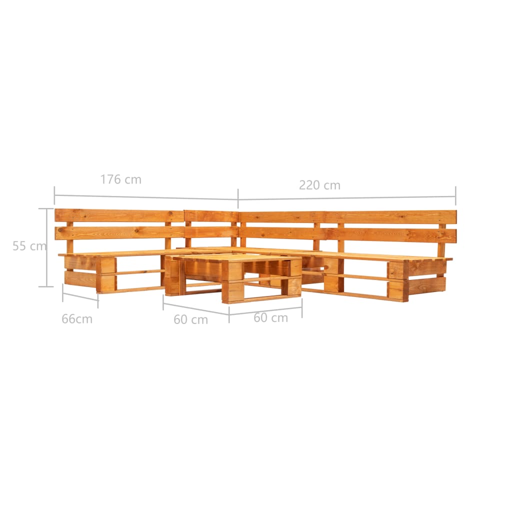 Ensemble de meubles de palettes de jardin 4 pcs Brown Wood