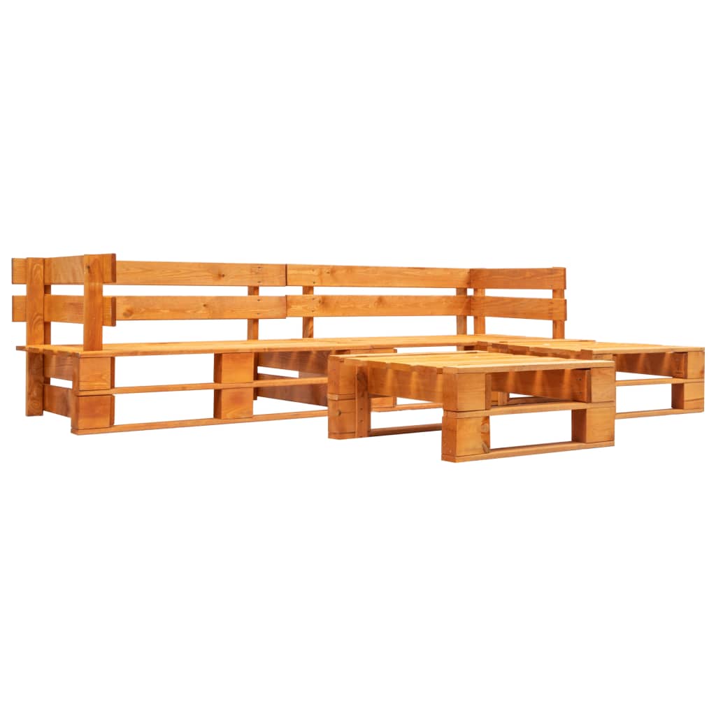 Vetonek Set muebles de palés de jardín 4 pzas madera marrón miel