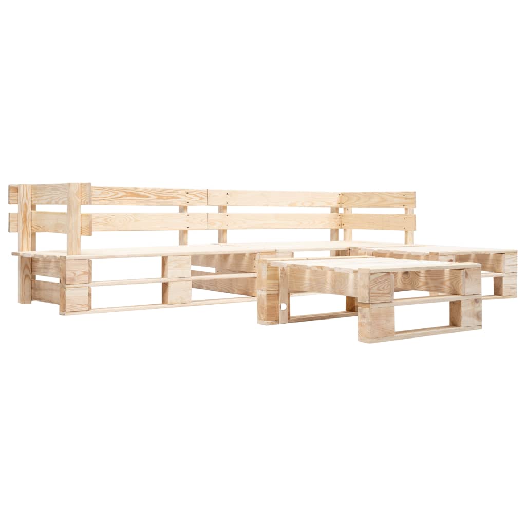 Vetonek Set de muebles de palés para jardín 4 piezas madera natural