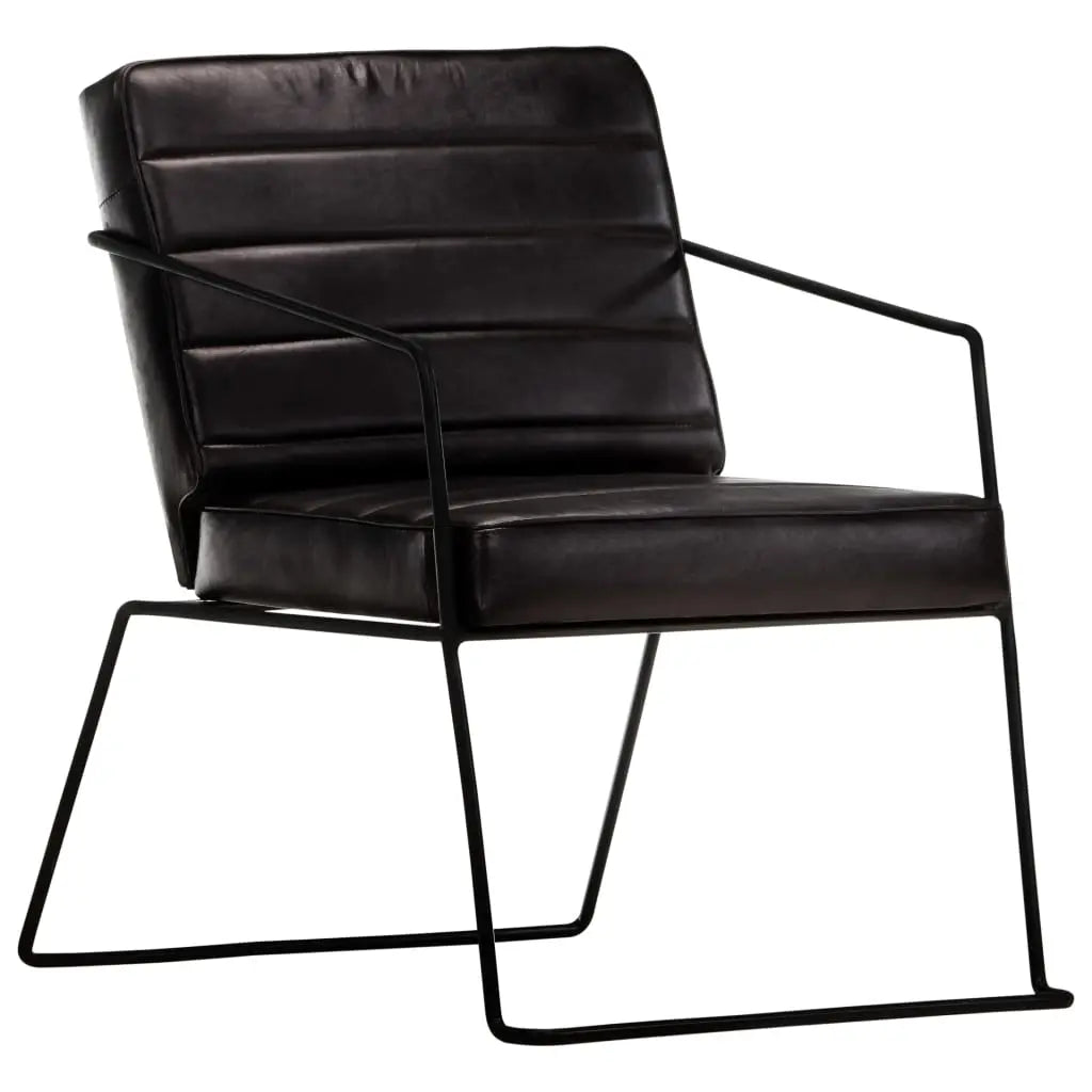 Vetonek Sillón de cuero auténtico negro