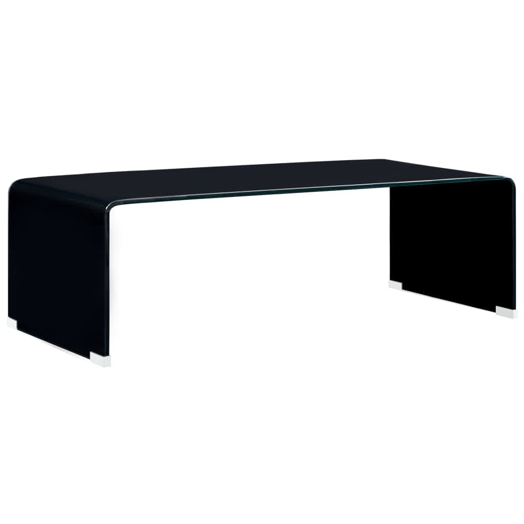 Vetonek Mesa de centro de vidrio templado negro 98x45x31 cm 