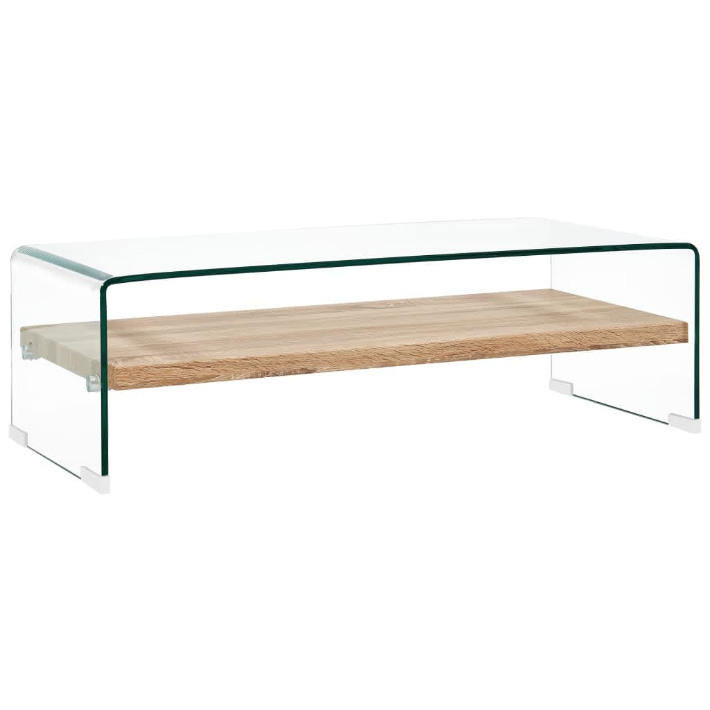 Vetonek Mesa de centro de vidrio templado transparente 98x45x31 cm