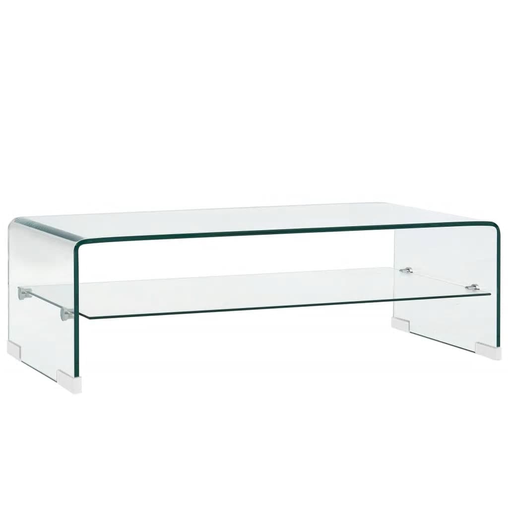 Vetonek Mesa de centro de vidrio templado transparente 98x45x31 cm 