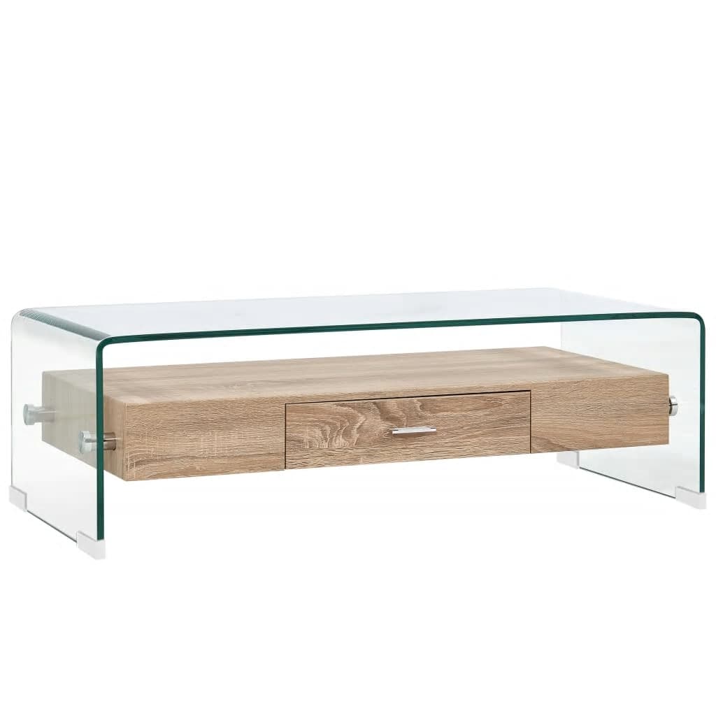 Vetonek Mesa de centro de vidrio templado transparente 98x45x31 cm