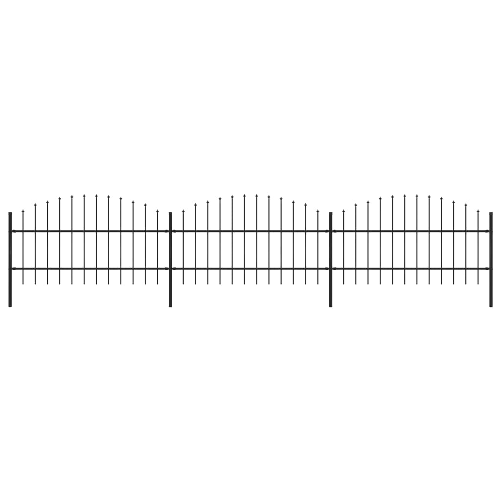 Vetonek Valla de jardín con puntas de lanza acero negro (0,75-1)x5,1 m