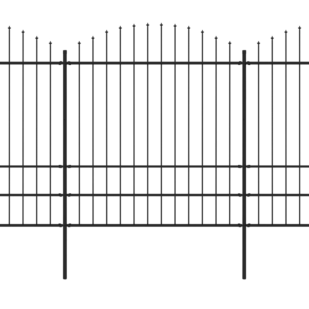 Valla de jardín con puntas de lanza acero negro (1,75-2)x8,5 m vidaXL