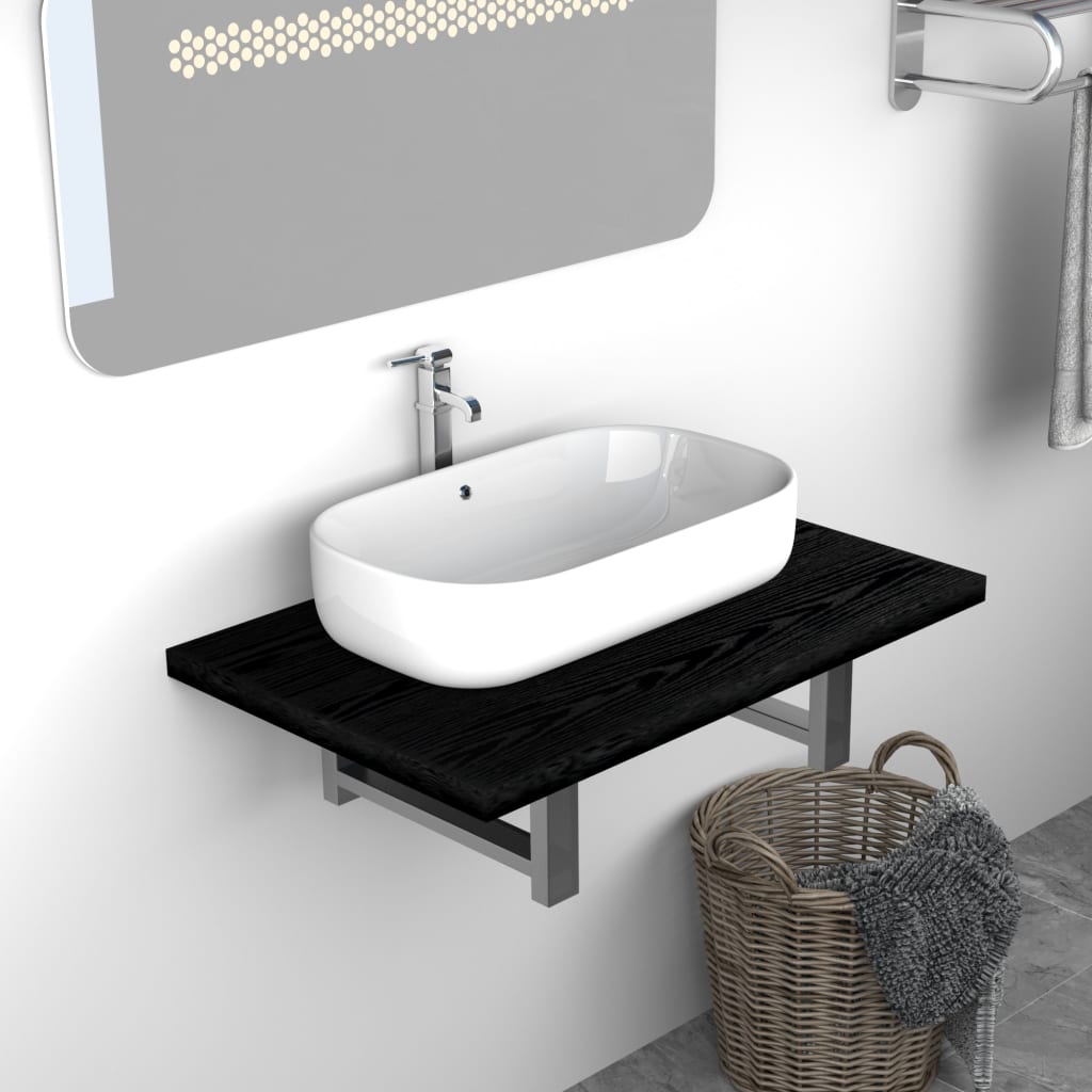 Vetonek Mueble de cuarto de baño negro 60x40x16,3 cm