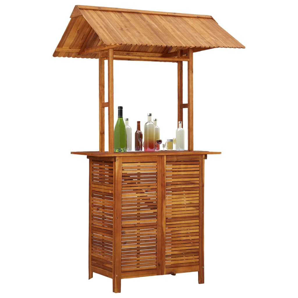 Vetonek Mesa de bar jardín con tejado madera de acacia 113x106x217 cm