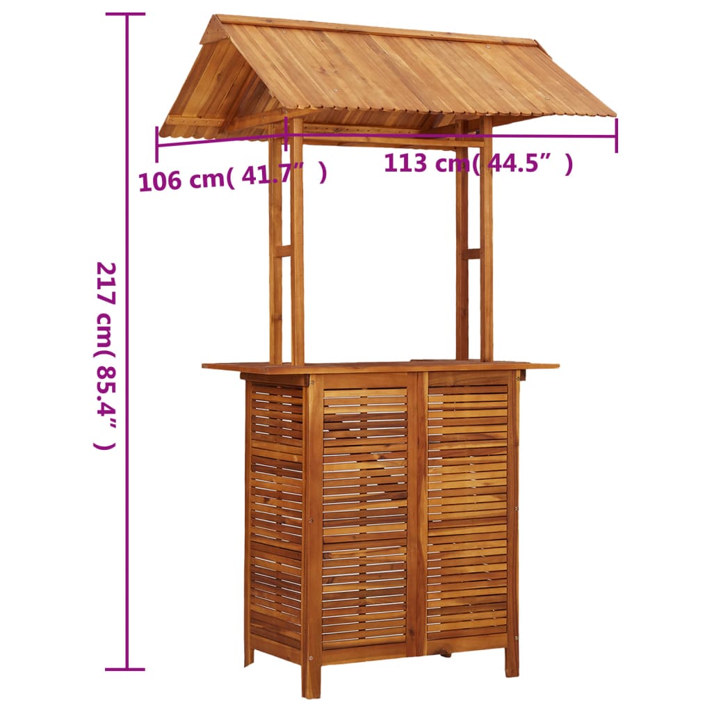 Barretto da giardino con tetto in legno acacia 113x106x217 cm