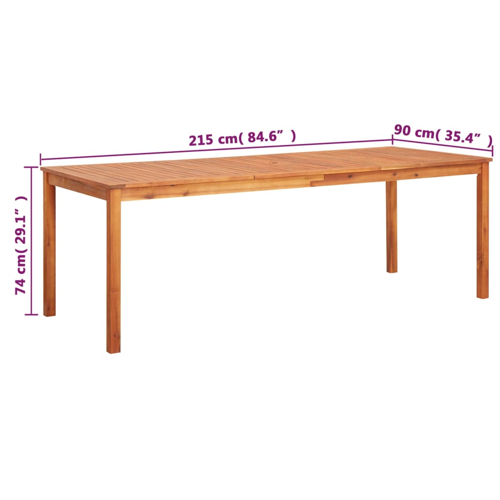 Mesa de jardín madera maciza de acacia 215x90x74 cm vidaXL