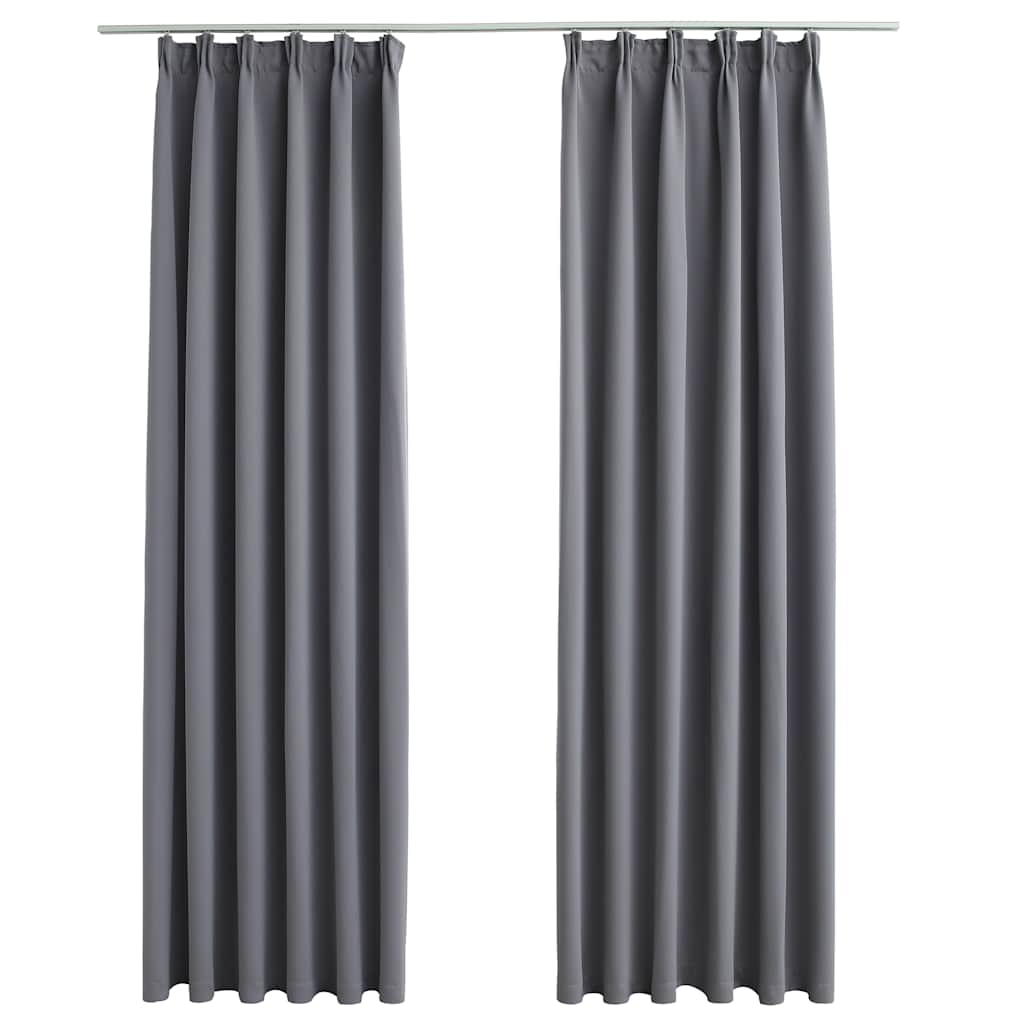 Blackout curtains with hooks 2 units gray 140x175 cm v0050 Vetonek
