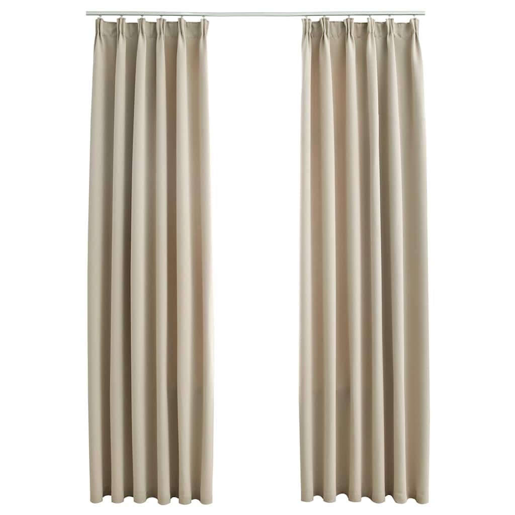 Blackout curtains with hooks 2 units beige 140x245 cm v0234 Vetonek