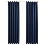 Vetonek Blackout Curtains with Hooks 2 Units Blue 140x245 cm