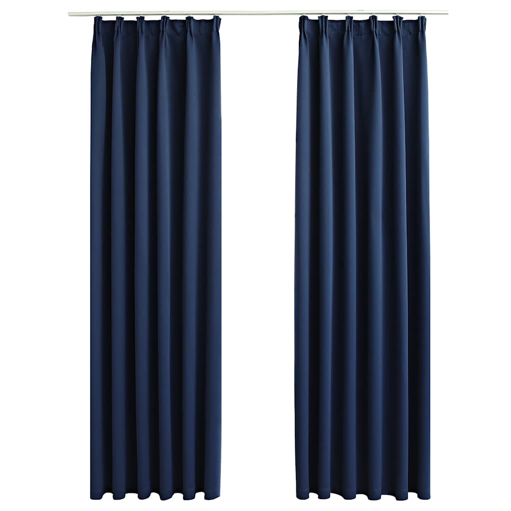 Vetonek Blackout Curtains with Hooks 2 Units Blue 140x245 cm