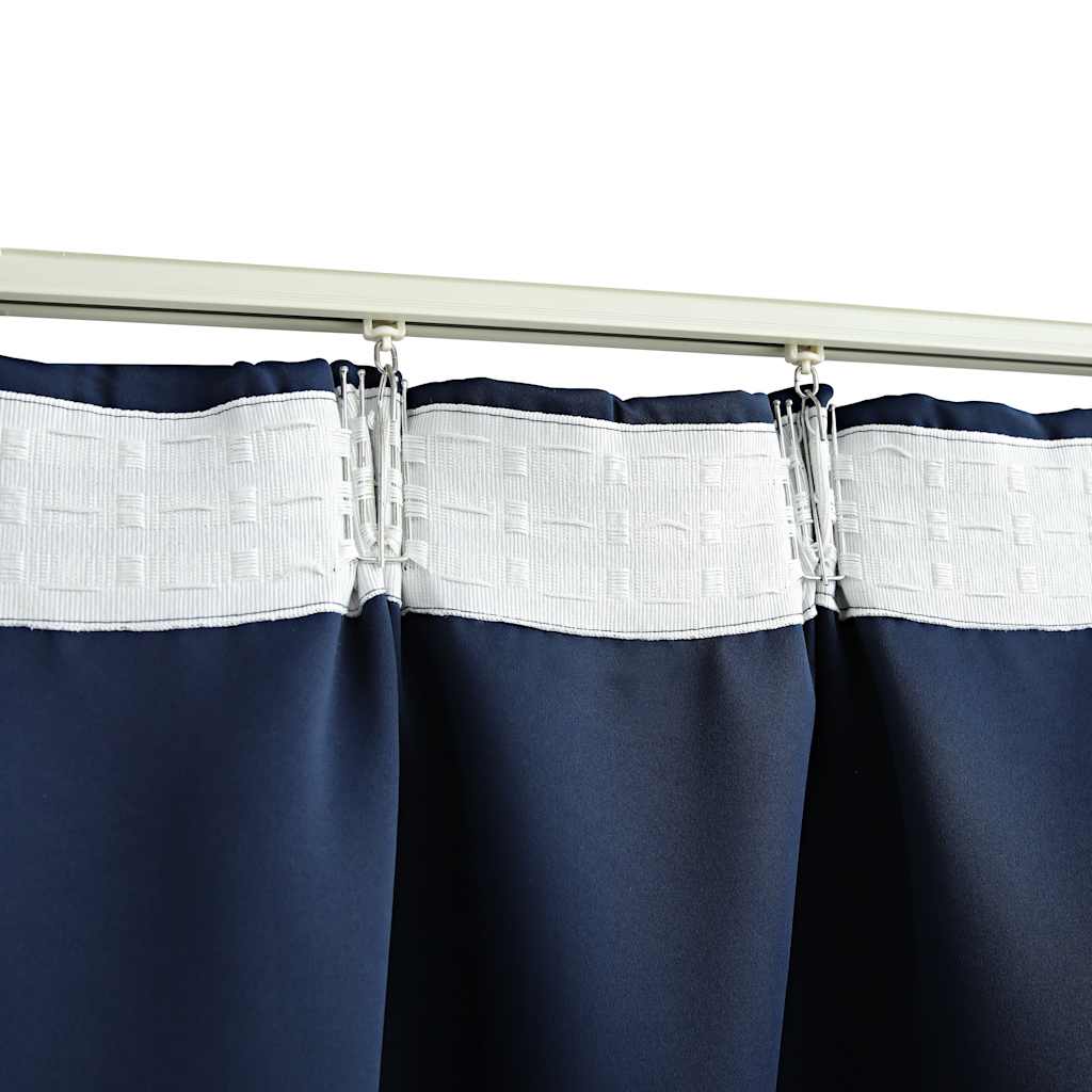 Blackout curtains with hooks 2 units blue 140x245 cm - Vetonek