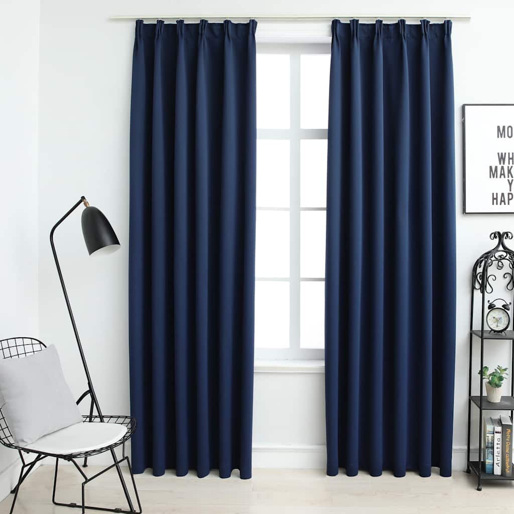 Blackout curtains with hooks 2 units blue 140x245 cm v0319 Vetonek