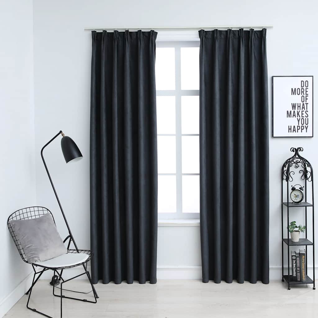 Blackout curtains with hooks 2 units anthracite gray 140x175cm v0364 Vetonek