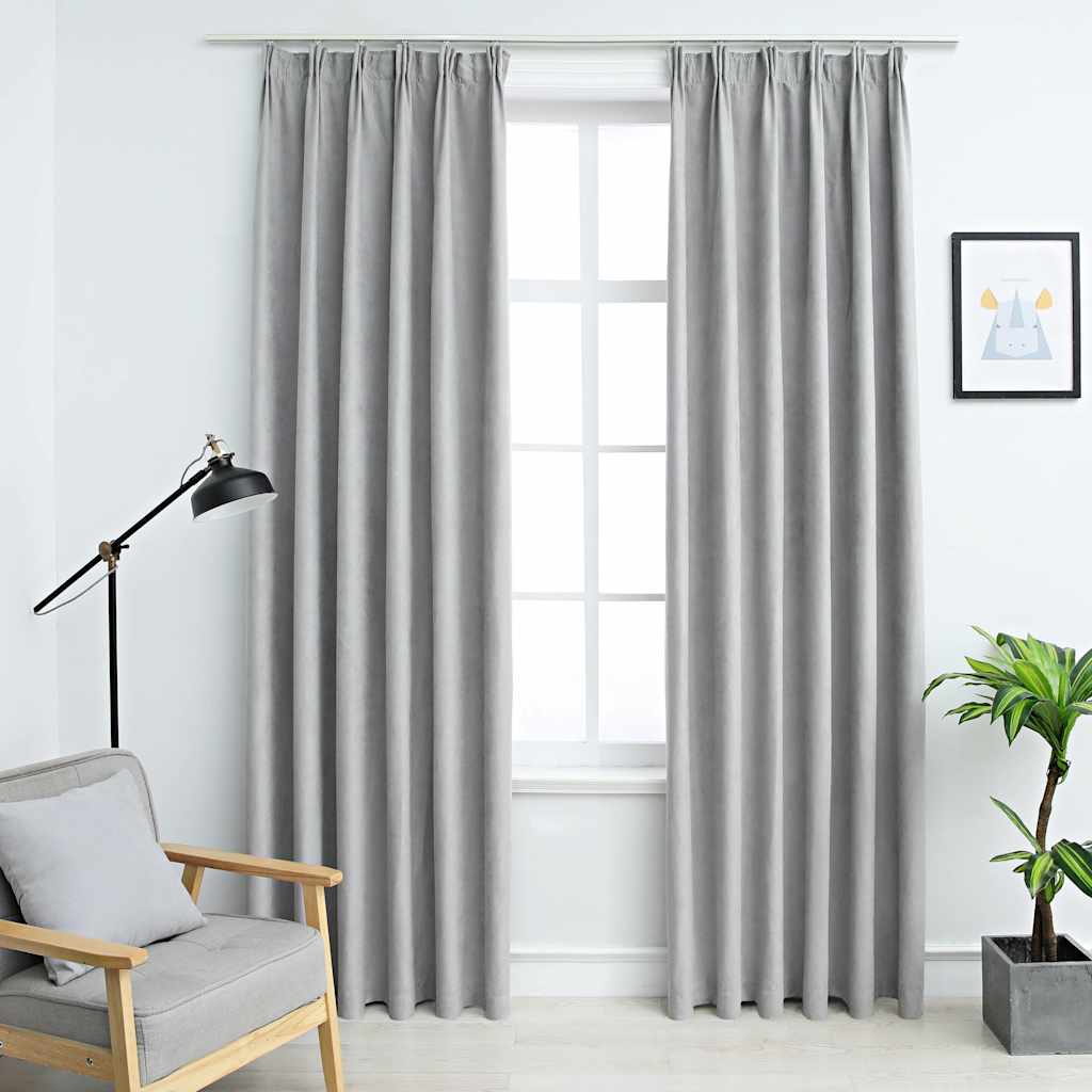 Blackout curtains with hooks 2 units gray 140x245 cm v0449 Vetonek