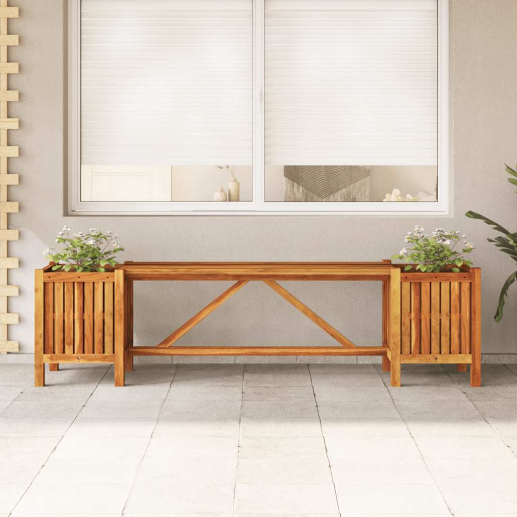 Banc de jardin avec 2 jardinières en acacia massif 150x30x40 cm - Vetonek