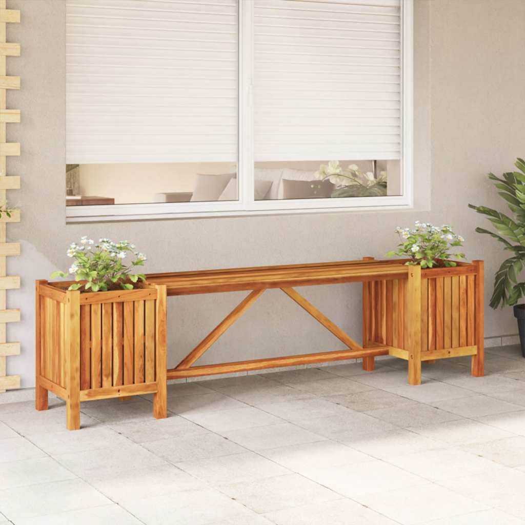 Banc de jardin avec 2 jardinières en acacia massif 150x30x40 cm v2290 Vetonek