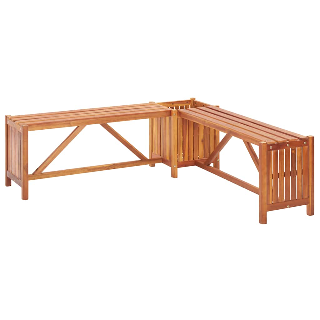 Vetonek Banc de jardin avec 2 jardinières en acacia massif 117x117x40 cm