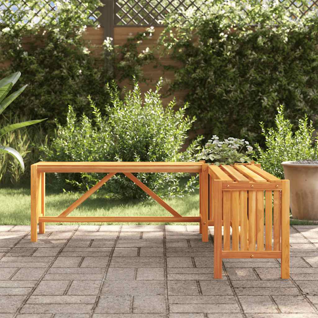 Banc de jardin avec 2 jardinières en acacia massif 117x117x40 cm - Vetonek