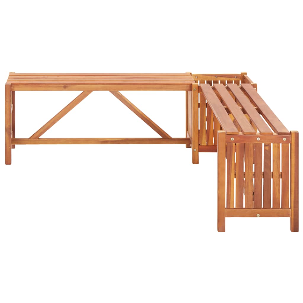 Banc de jardin avec 2 jardinières en acacia massif 117x117x40 cm - Vetonek