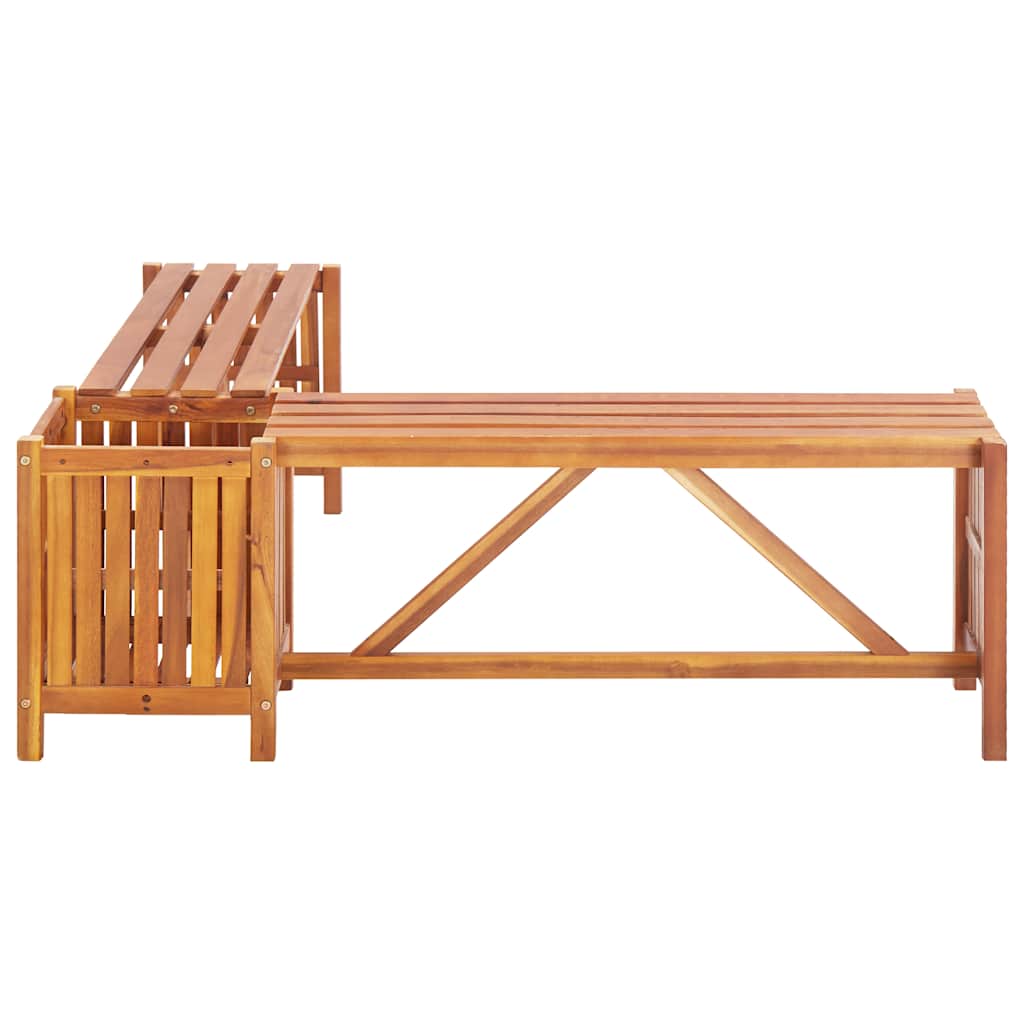 Banc de jardin avec 2 jardinières en acacia massif 117x117x40 cm - Vetonek