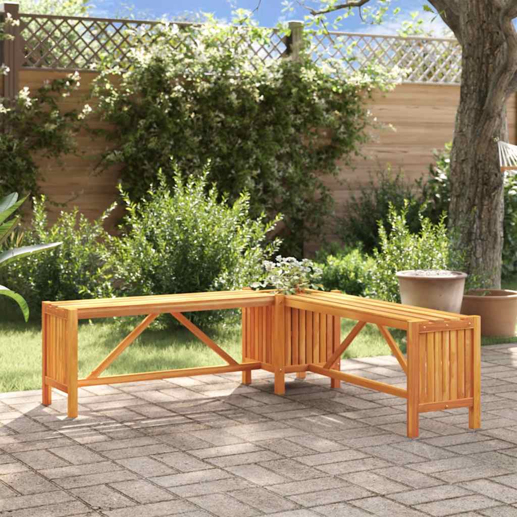 Banc de jardin avec 2 jardinières en acacia massif 117x117x40 cm v2306 Vetonek