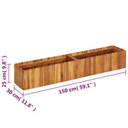 Jardinière surélevée en bois d'acacia massif 150x30x25 cm v2870 - Vetonek
