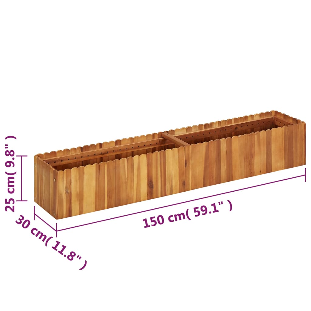 Jardinière surélevée en bois d'acacia massif 150x30x25 cm v2870 - Vetonek