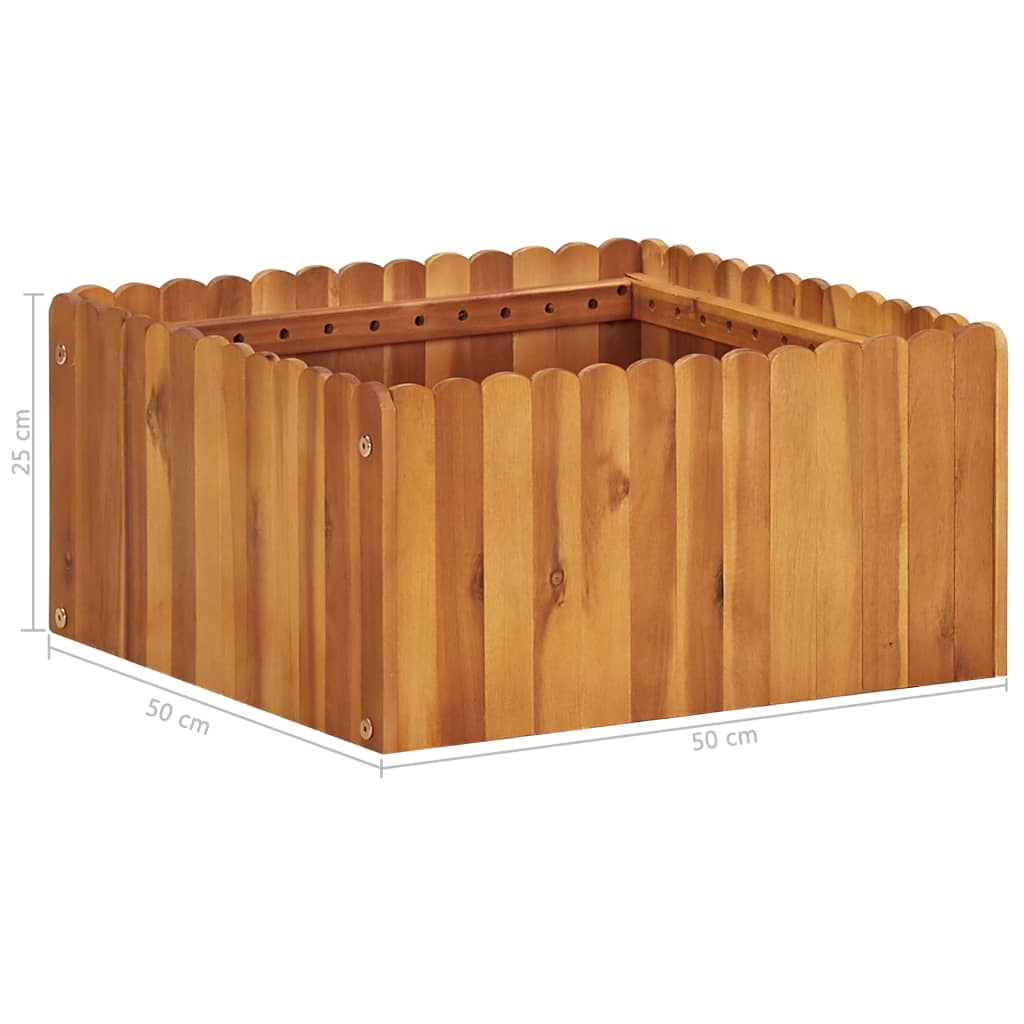 Jardinière en bois d'acacia massif 50x50x25 cm - Vetonek