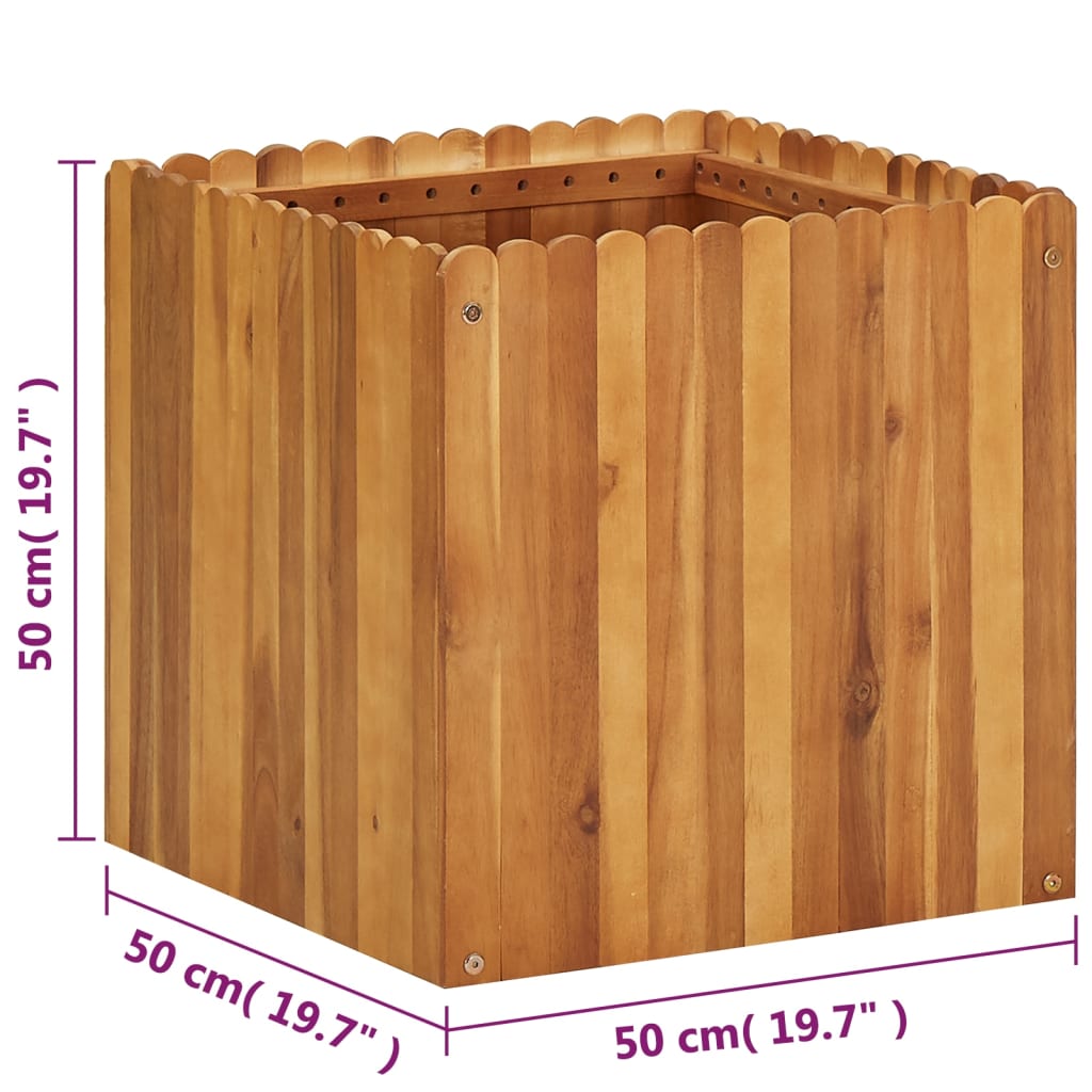 Jardinière en bois d'acacia massif 50x50x50 cm - Vetonek