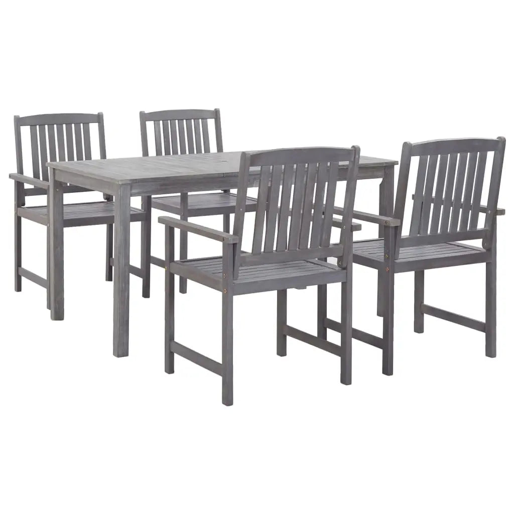 Vetonek Set de comedor de jardín 5 piezas madera maciza de acacia gris