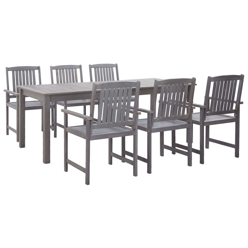 Set de comedor de jardín 7 piezas madera maciza de acacia gris V3105 Vetonek