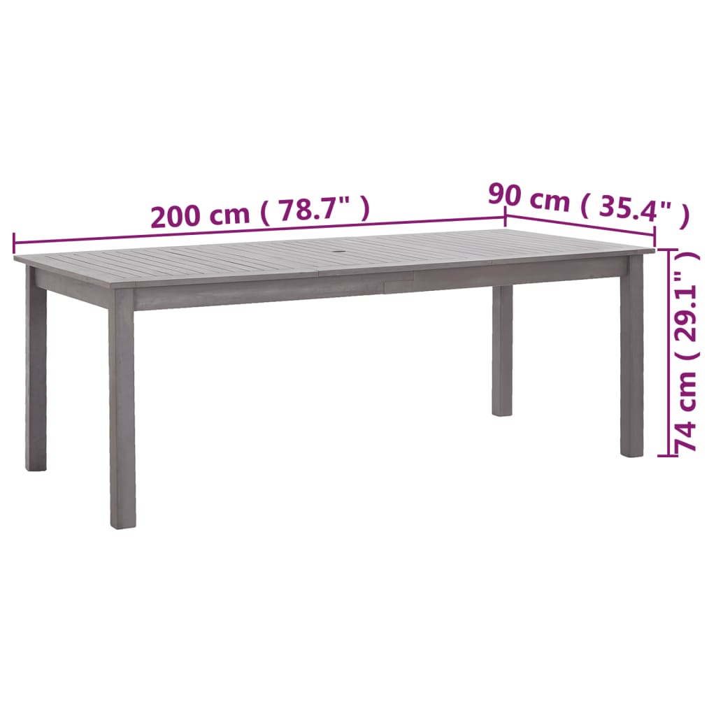 Garden 7 pieces of garden dining room with gray acacia wood