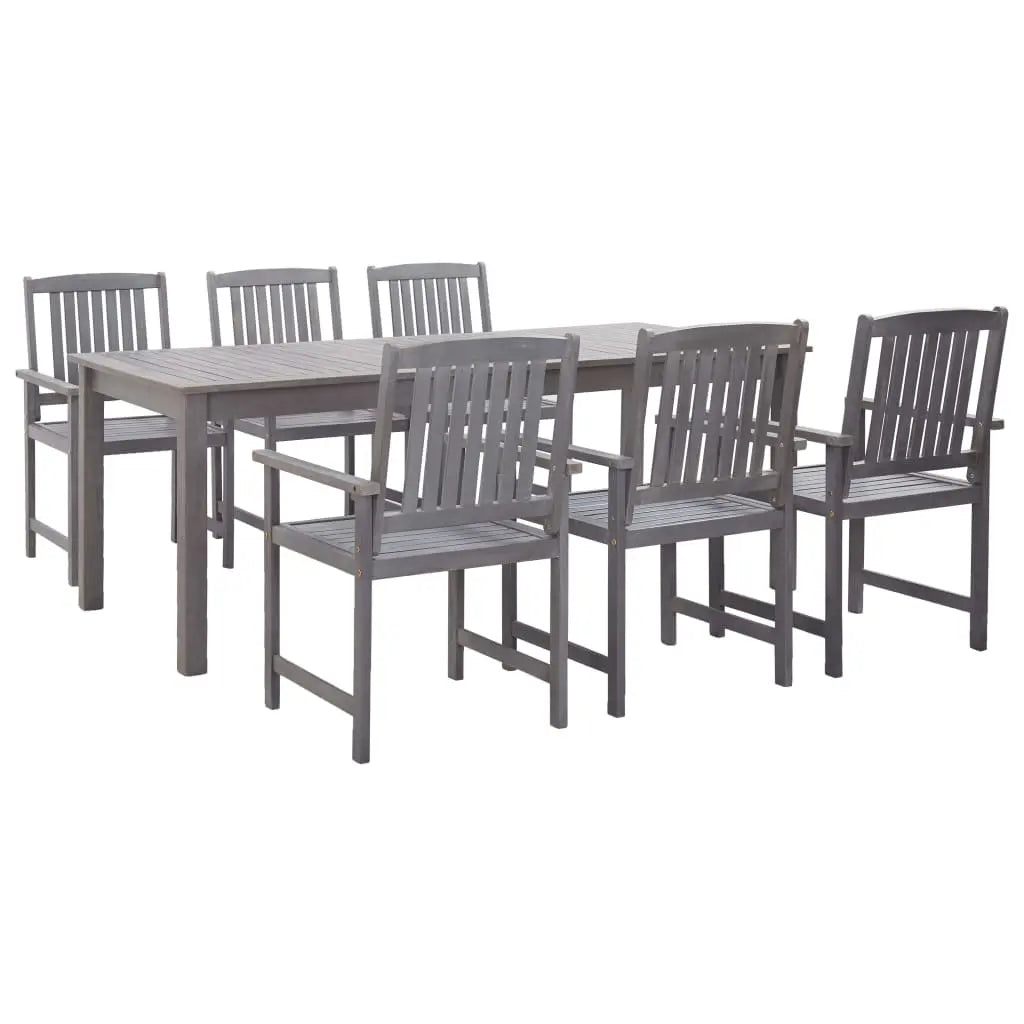 Vetonek Set de comedor de jardín 7 piezas madera maciza de acacia gris