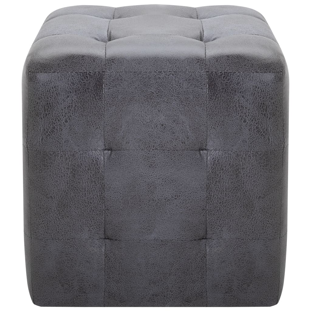 PUF 2 unitats de pell artificial gris 30x30x30 cm