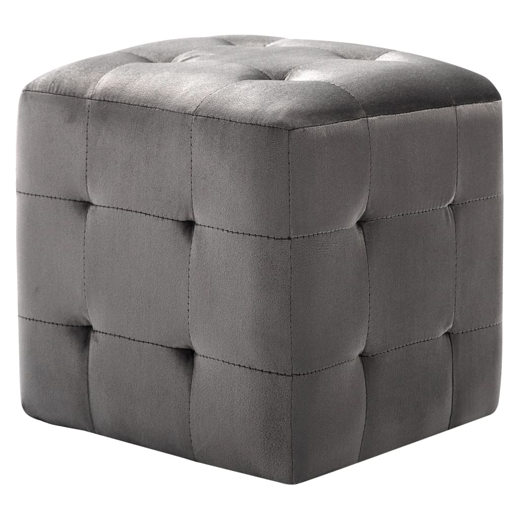 Puf 2 unidades terciopelo gris 30x30x30 cm vidaXL