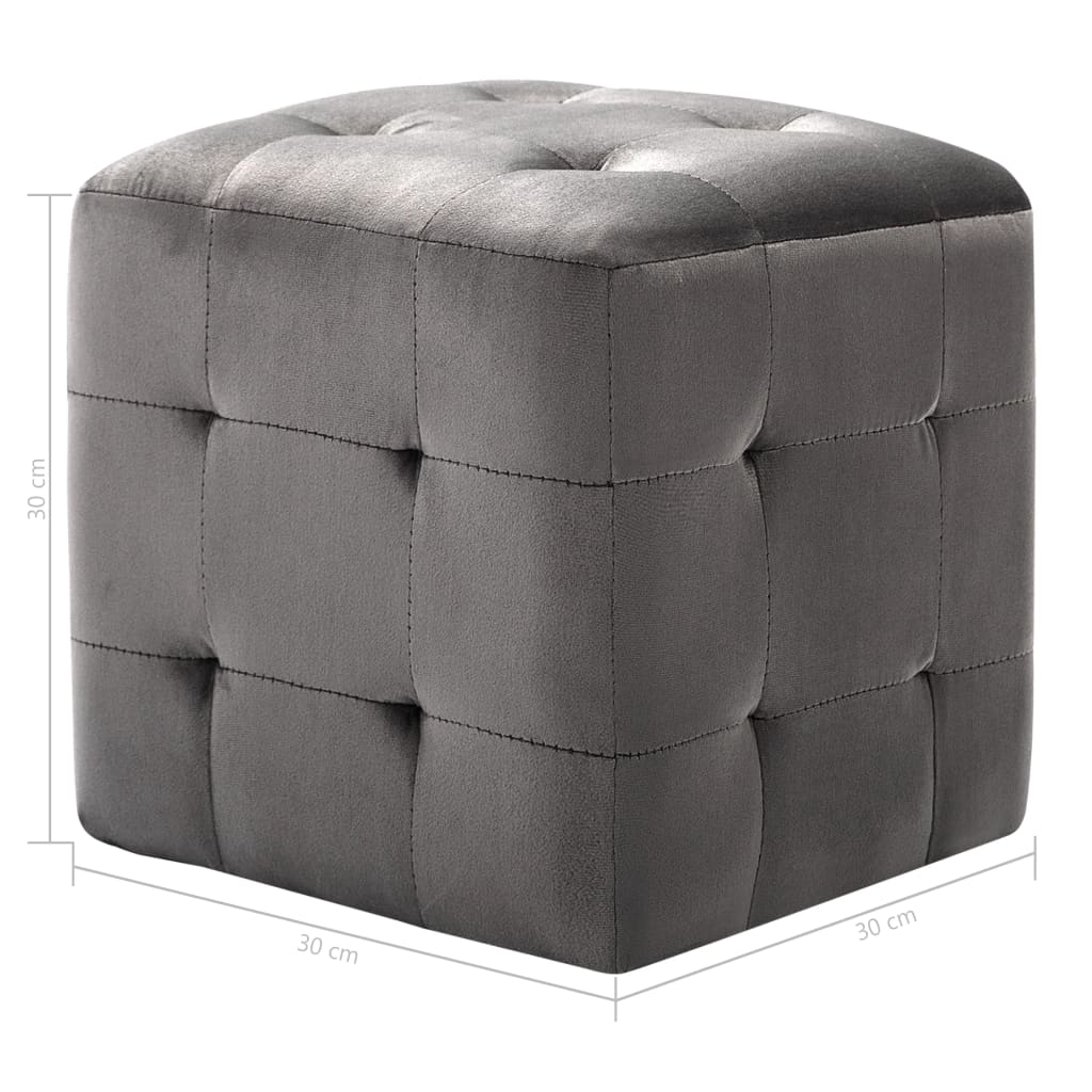 Puf 2 unidades terciopelo gris 30x30x30 cm vidaXL