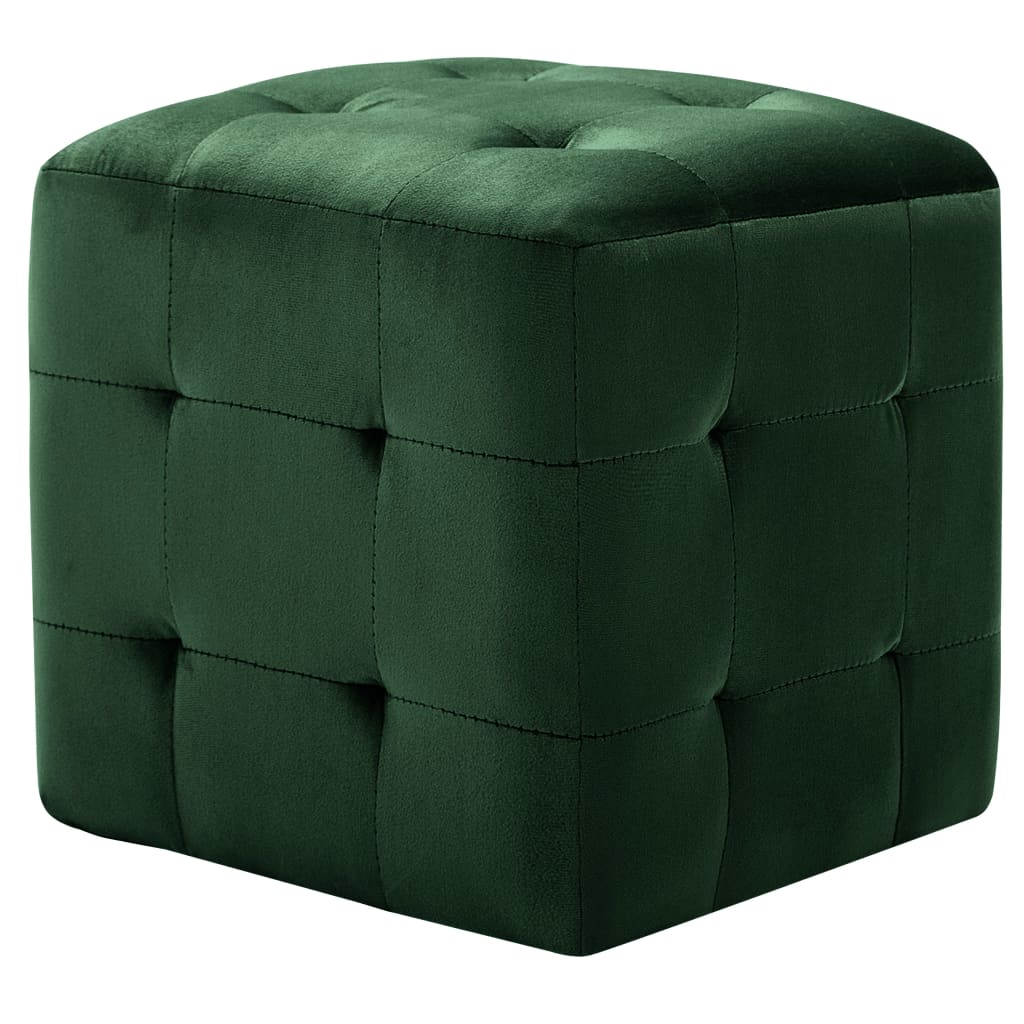 Puf 2 unidades terciopelo verde 30x30x30 cm vidaXL